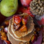 Buckwheat apple pancakes with caramelized plums