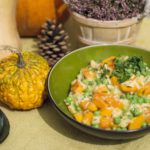 Pumpkin risotto with green peas
